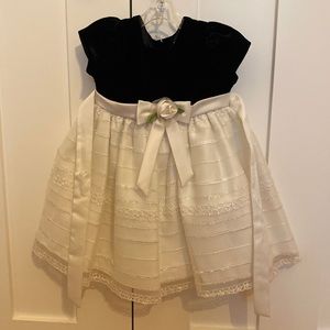 Velvet and lace special occasion dress with waist ties.